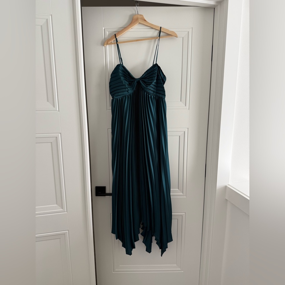 Petal & Pup Vikki Pleated Sleeveless Satin Maxi Dress
